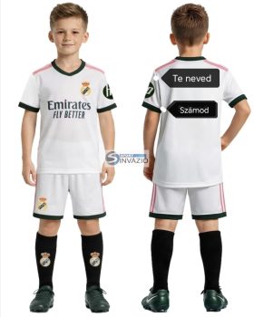 Saját névvel-számmal Új-2027-es Real Madrid Replika gyerek mez szett+sportszár Saját névvel-számmal Új-2027-es Real Madrid Replika gyerek mez szett+sportszár