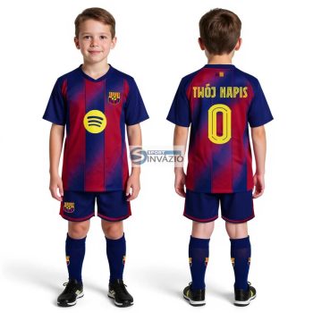 Saját névvel-számmal Új-2026-os Barcelona Replika gyerek mez szett+sportszár Saját névvel-számmal Új-2026-os Barcelona Replika gyerek mez szett+sportszár