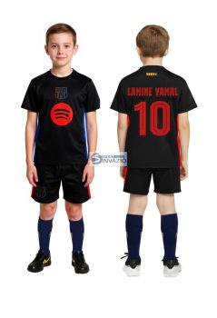 Új-2025/26-ös-LAMINE YAMAL 10 Barcelona Idegenbeli Replika gyerek mez szett+sportszár